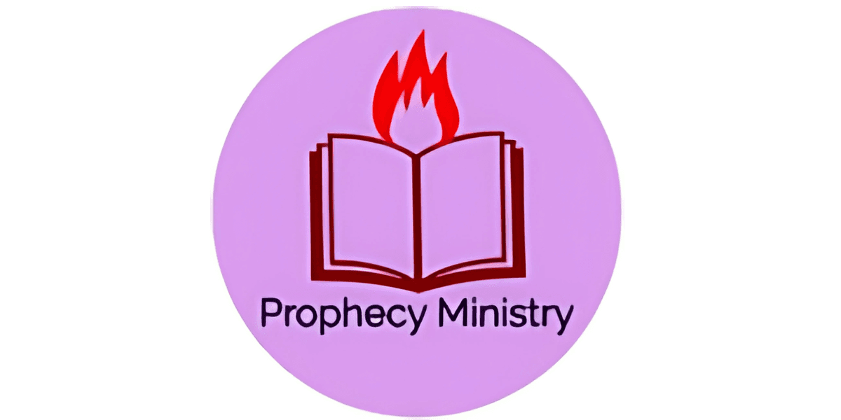 Logo of Prophecy Ministry featuring an open book with flames, representing Gina S. Valdez’s deliverance and prophetic mission.