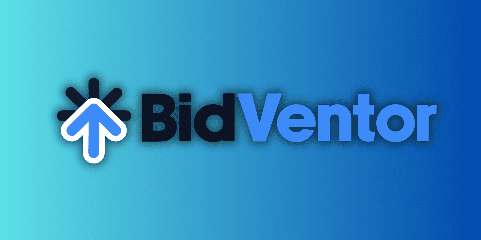 BidVentor logo with upward arrow icon symbolizing profit growth, set against a blue gradient background.