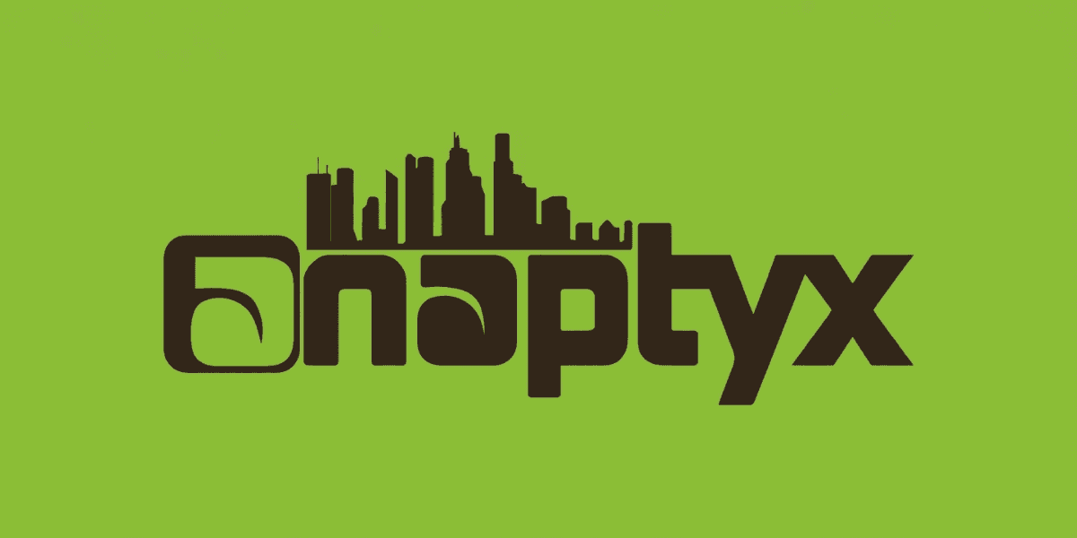 Anaptyx black logo with a city skyline displayed on a bright green background.