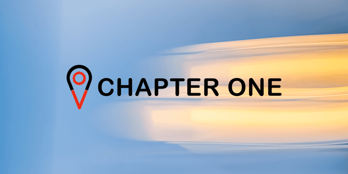 "Chapter One logo over abstract background, representing AI-powered platform for local service business automation and growth."