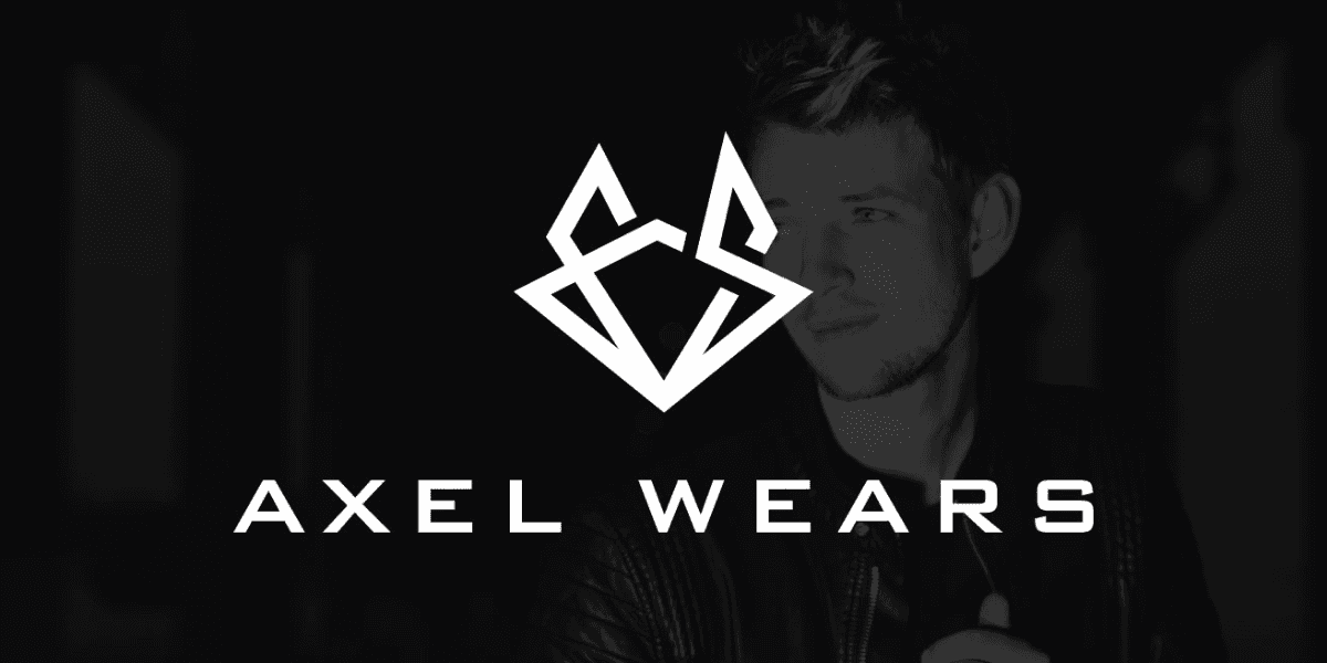Axel Wears logo overlaid on man in leather jacket, representing affordable luxury in men’s fashion.